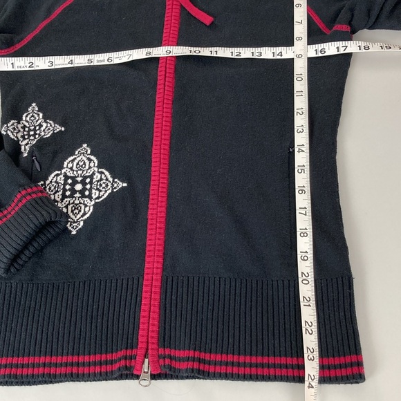 Athleta Black Full Zip Scroll Design Cardigan Jacket, Size Small - Picture 10 of 11